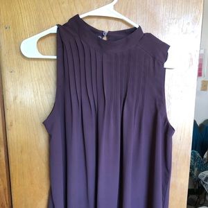 Pleated Purple Ann Taylor Loft Sleeveless Work Blouse Shell Top - Size Small